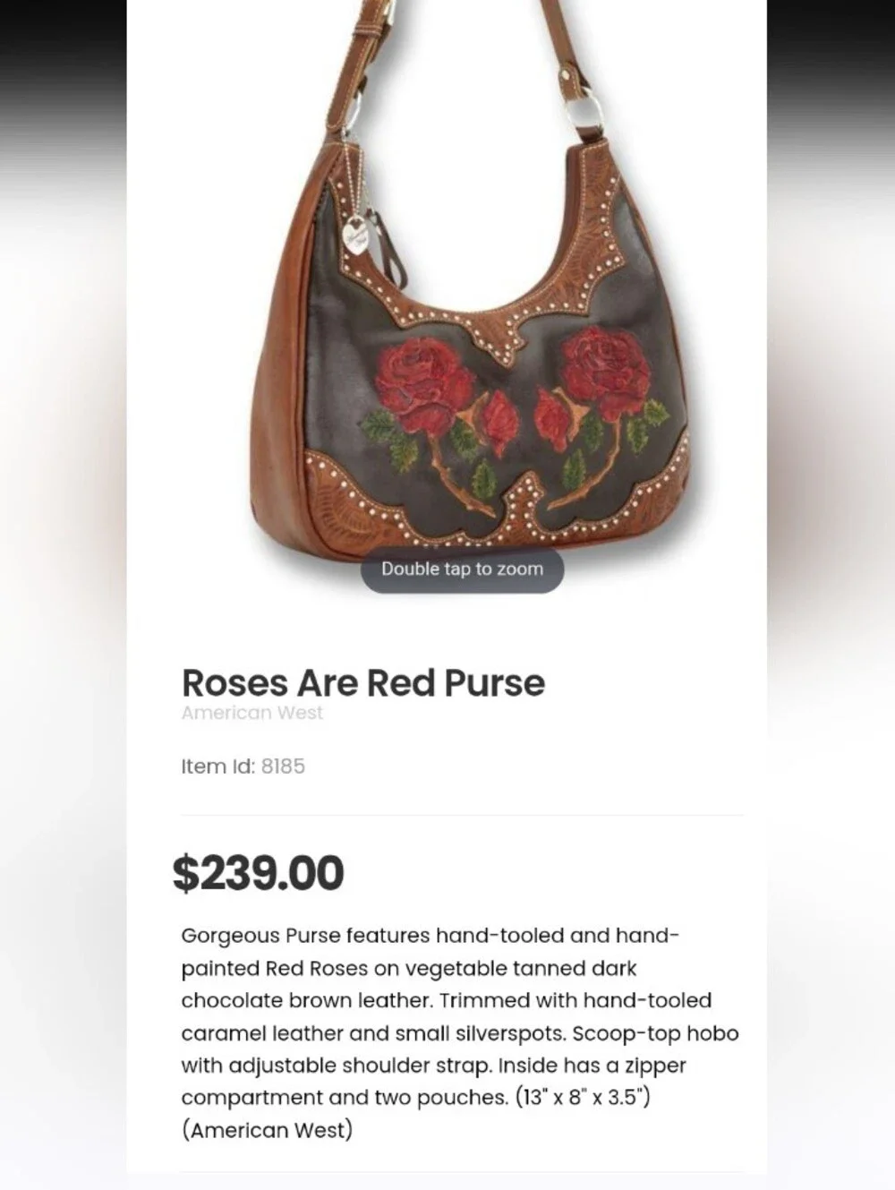 American West Genuine Leather Hobo Purse